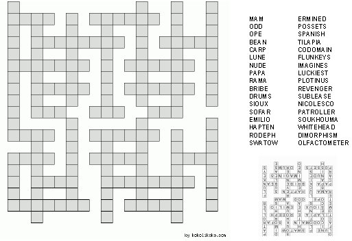  crossword puzzle -printable door handle template Crossword easy free kid 